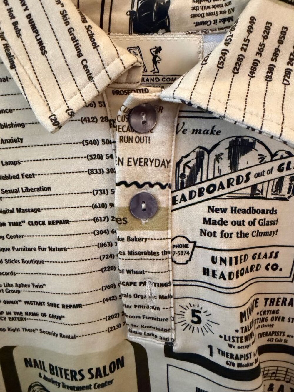 Fashion Brand Company “White Pages” Newspaper Print Crop Shirt - Picture 6 of 10